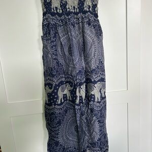 Blue and White Elephant Print pants